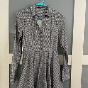 Fit and Flare Black and White Print Shirt Dress